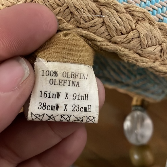 Beautiful aqua/beige purse with beaded handle Cappelli straw world brand - Picture 6 of 7